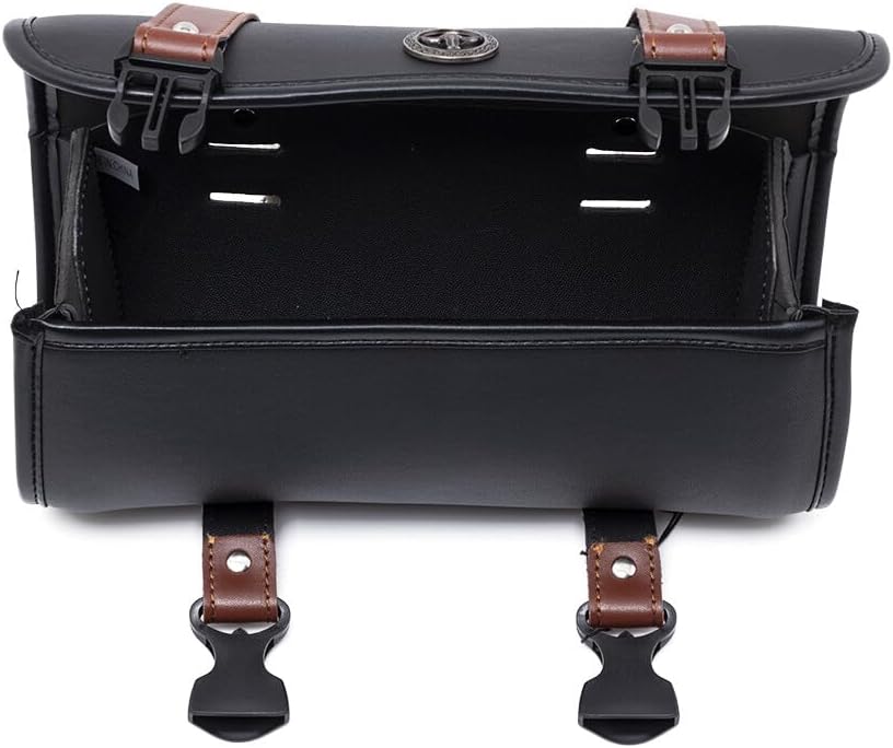 ya 11 9.14 baidiNew Motorcycle PU Leather Handlebar Front Fork Tool Bag Storage Pouch Basket