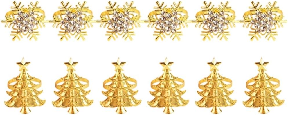 ya 14 9.20 baidi Set of 12 Napkin Rings Alloy Tree and Snowflake for Holiday Table Use-1
