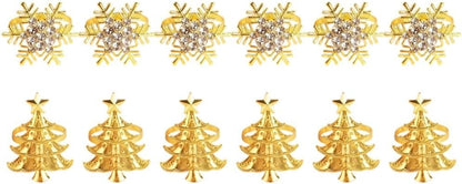 ya 14 9.20 baidi Set of 12 Napkin Rings Alloy Tree and Snowflake for Holiday Table Use-1