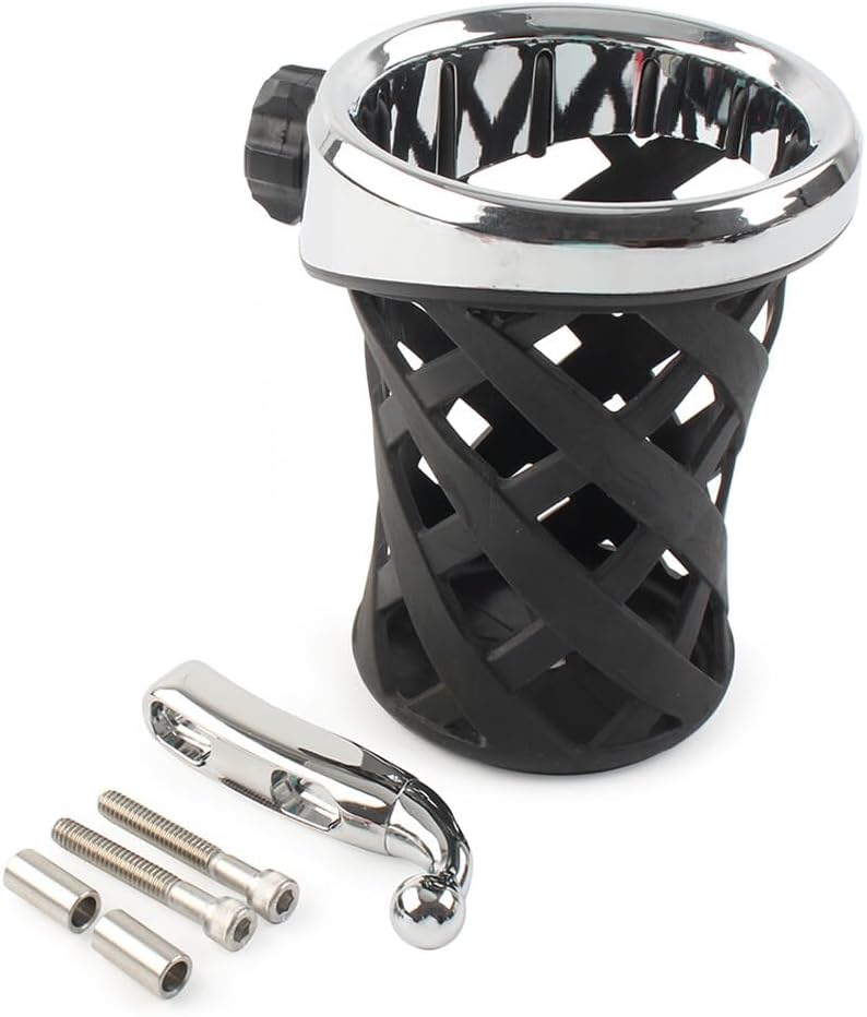ya 4 8.14 Handlebar Cup Holder Drink W/Mesh Basket Mount Universal Longer Fit for Harley cl
