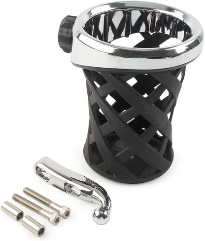 ya 4 8.14 Handlebar Cup Holder Drink W/Mesh Basket Mount Universal Longer Fit for Harley cl