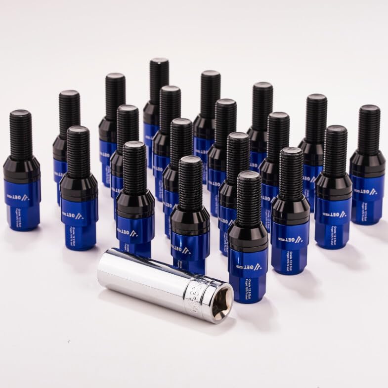 ya 10 9.16 baidi 20x M14x1.25 Wheel Lug Bolt 28mm Shank Cone for SEAT Stud for Most Aftermarket Blue
