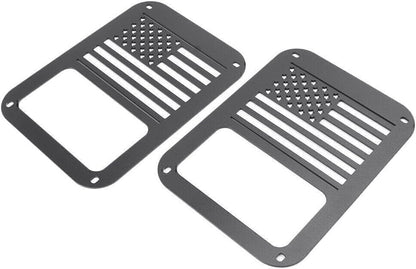 ya 4 8.14 2x Rear American Flag Tail Light Cover Protector fit for Jeep for Wrangler JK 2007-2016
