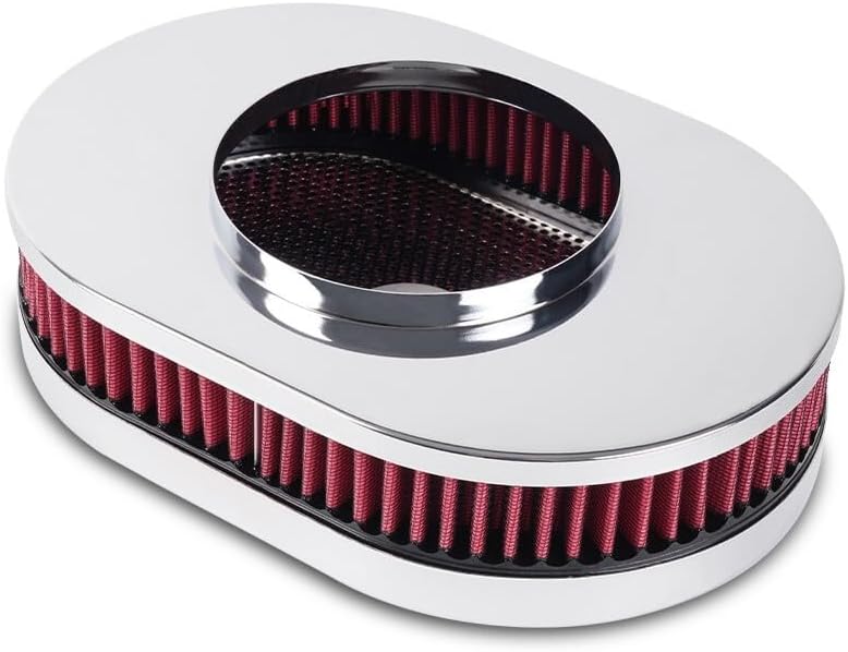 ya 13 9.15 baidi 12 Oval Super flow Thru Air Cleaner Washable For SBC for Chevy for d 5-1/8 Carb Neck