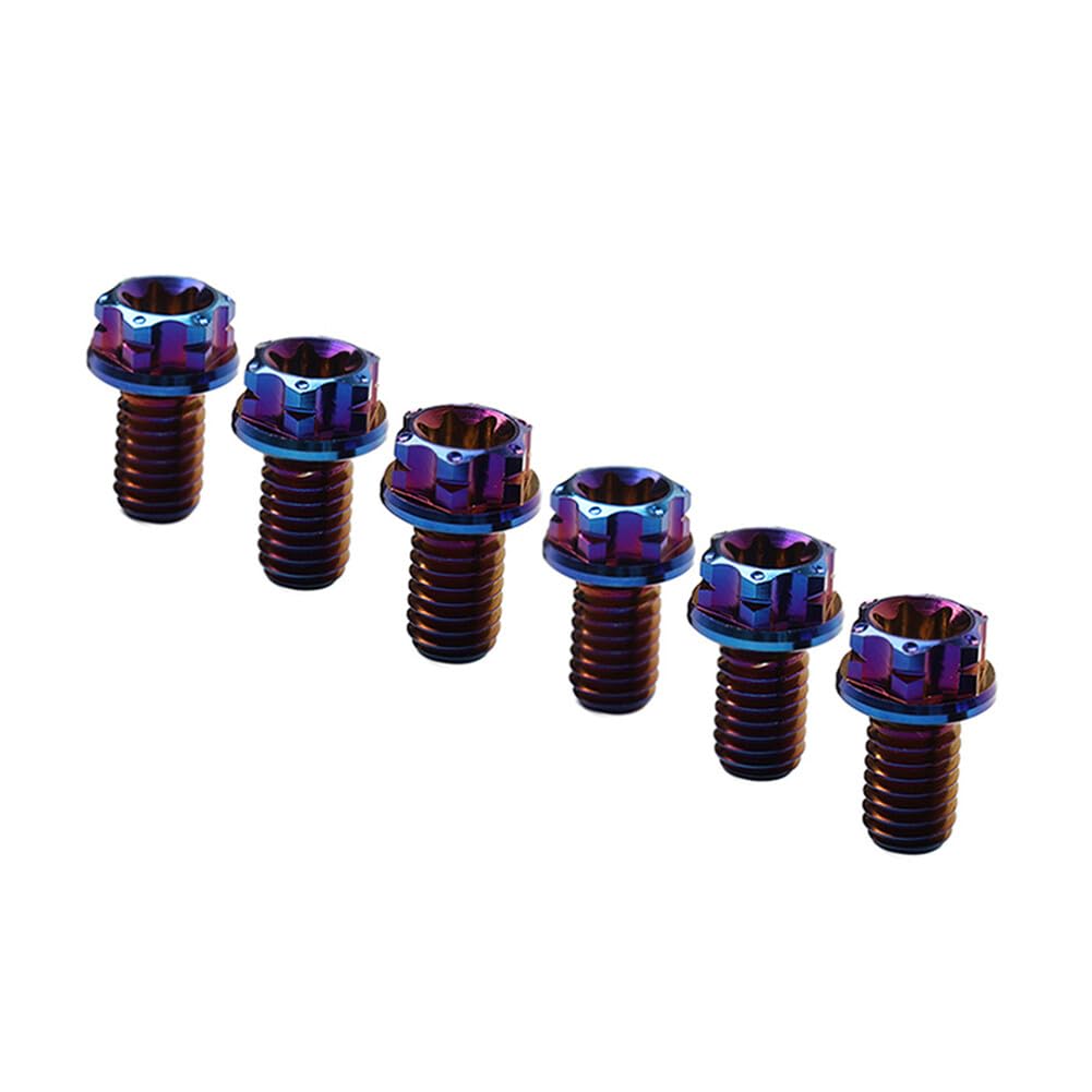 ya 9 10.24 6pcs Bolt Torx Head Flange Screw M10x10mm Burn Blue for Motorcycle Bike