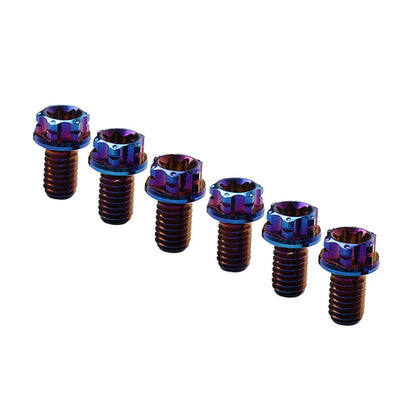 ya 9 10.24 6pcs Bolt Torx Head Flange Screw M10x10mm Burn Blue for Motorcycle Bike