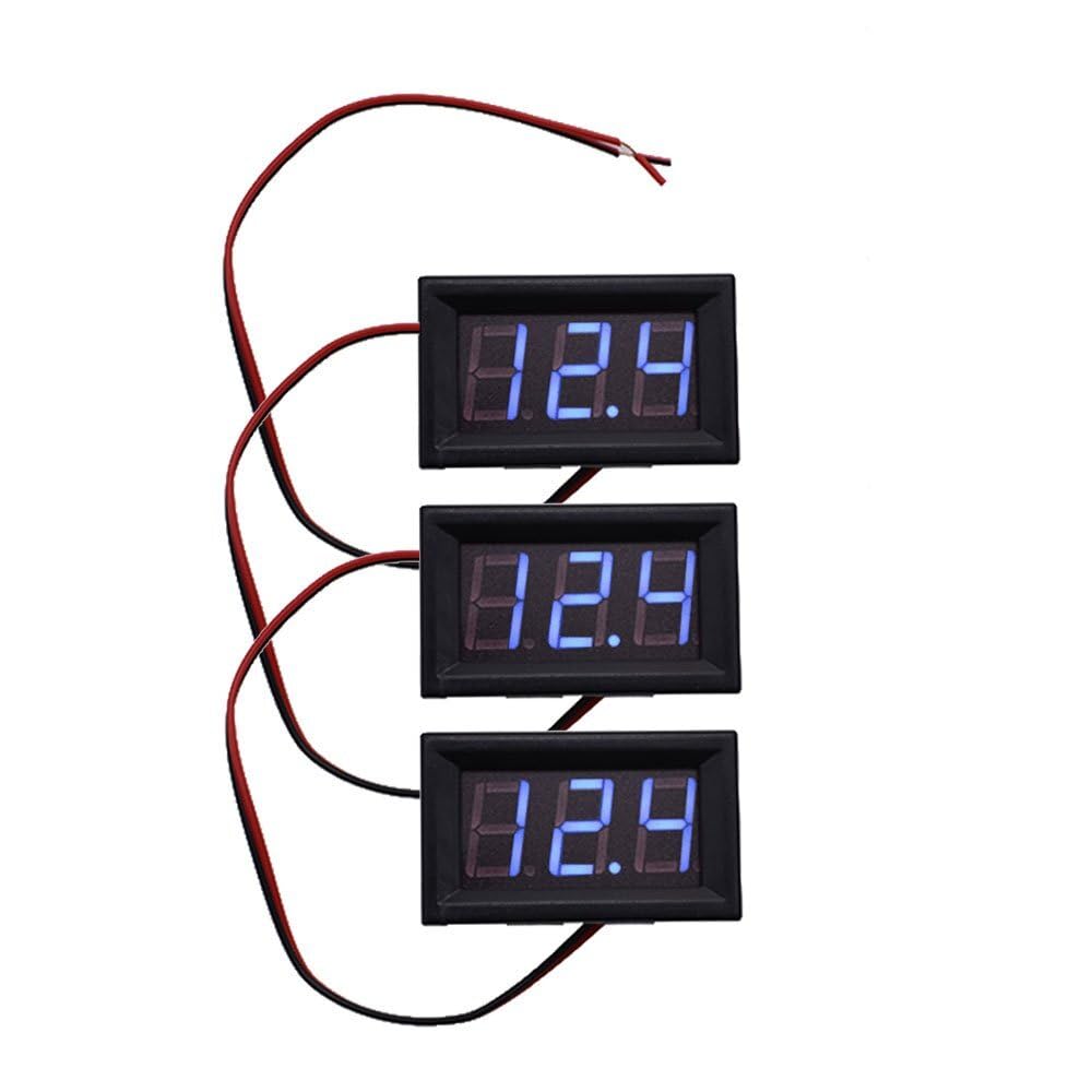 ya 16 10.20 baidi 3-Digit Voltage Display Panel for Motorcycles, Featuring 3 LEDs and a DC 4.5-30V Output.
