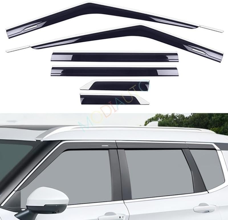 ya 6 8.24 baidi for Mitsubishi for Outlander 22+ Silver+Black Window Visor Vent Sun Shade Rain Guard