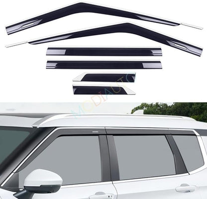 ya 6 8.24 baidi for Mitsubishi for Outlander 22+ Silver+Black Window Visor Vent Sun Shade Rain Guard
