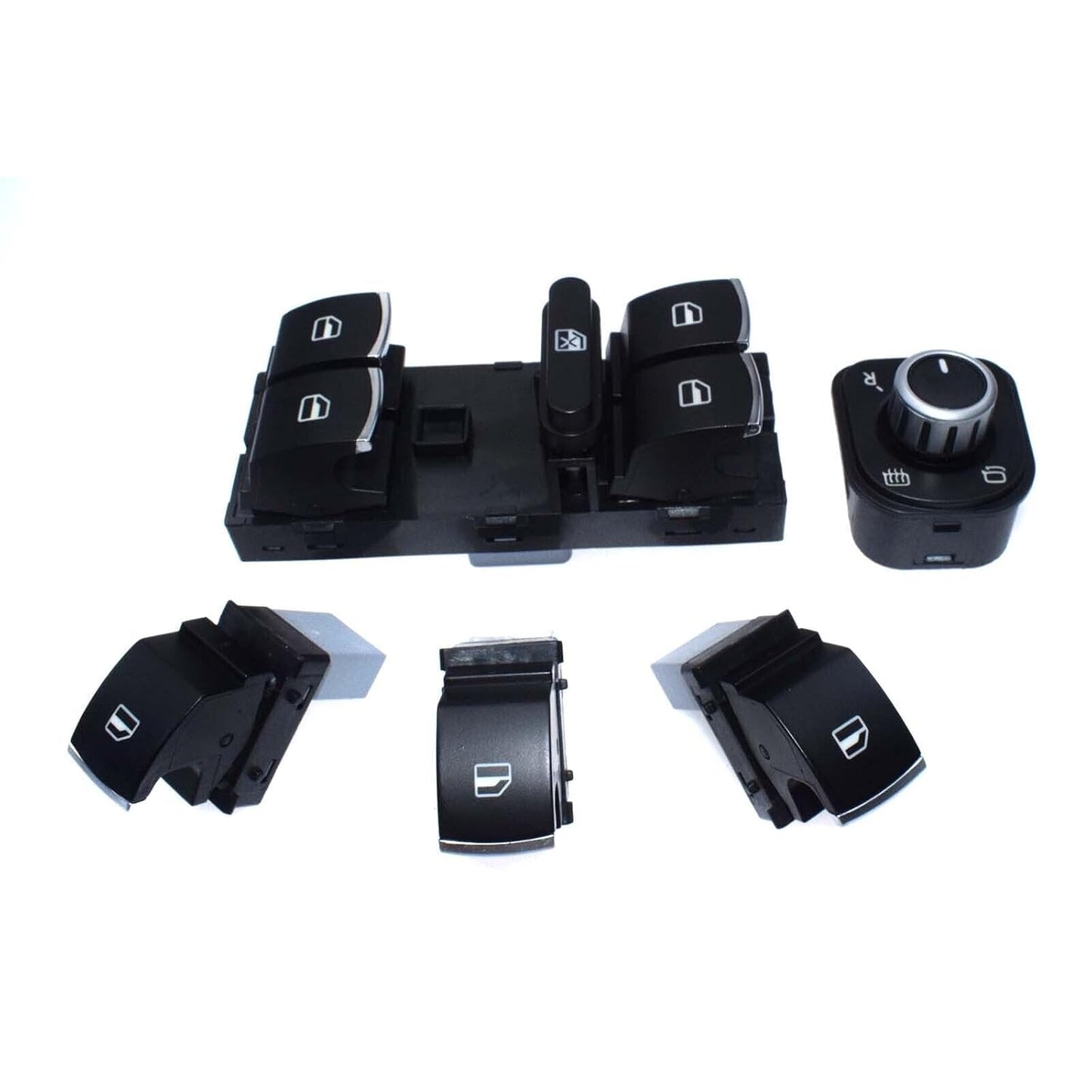 ya 6 8.24 baidi 5-Piece Chrome Control Mirror Window Switch for VW for Jetta for Tiguan Passat for Golf 