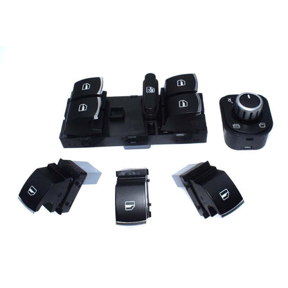 ya 6 8.24 baidi 5-Piece Chrome Control Mirror Window Switch for VW for Jetta for Tiguan Passat for Golf 