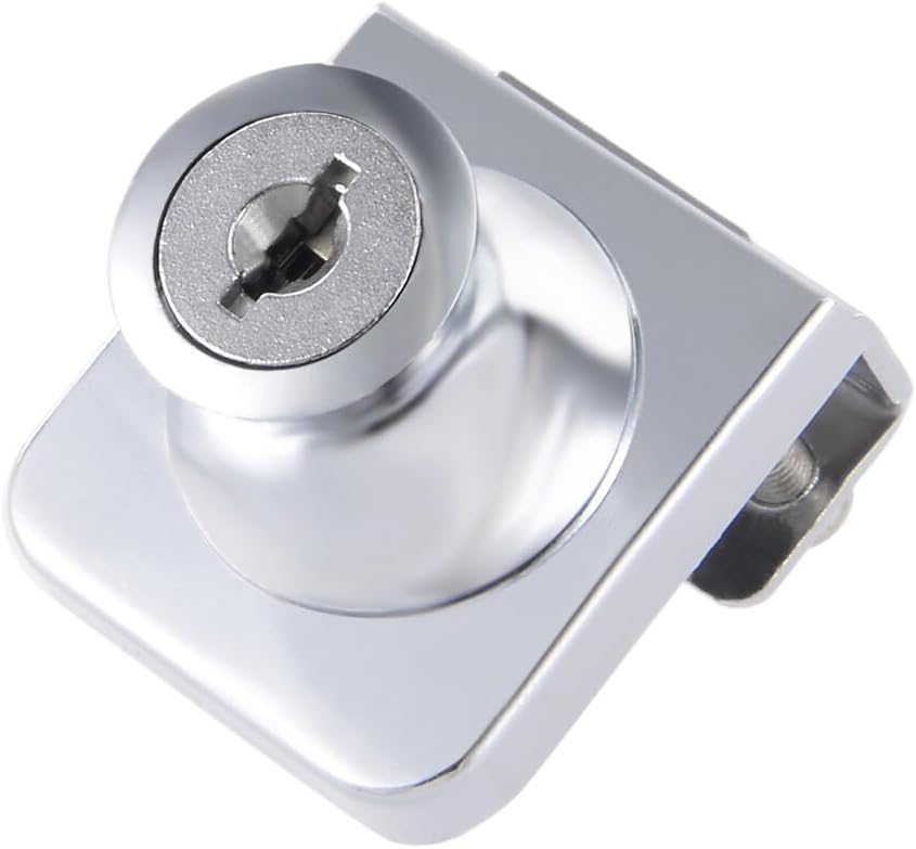 ya 26 10.21 baidi Zinc Alloy Chrome Finish Display Hinged Square Glass Cabinet Lock, Key Different