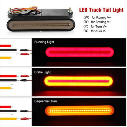 ya 3 8.24 baidi 1pcs Car Trailer Durable 100 LED Stop Tail Turn Light Flowing Anti Brake Light 