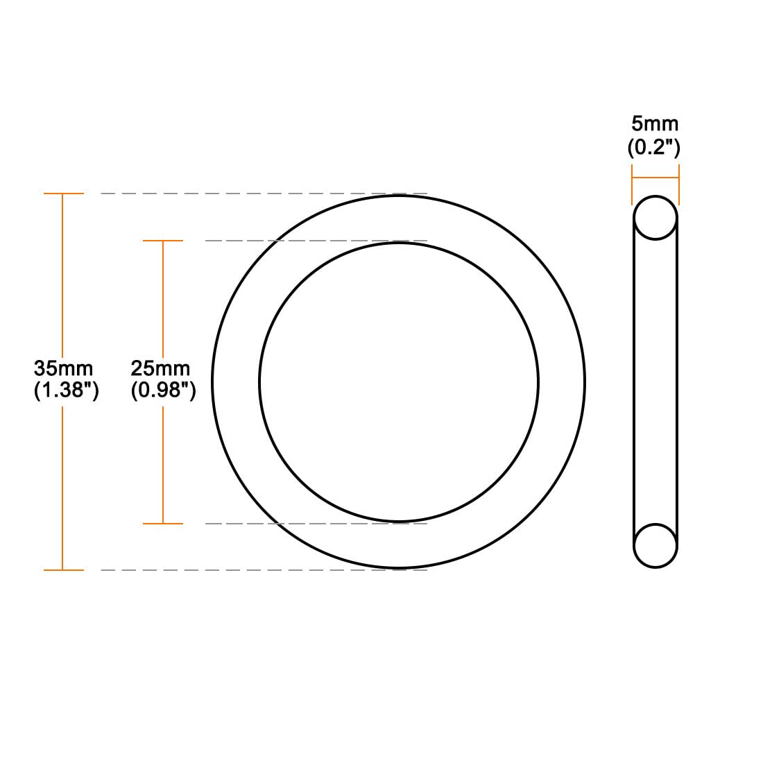 ya 13 9.15 baidi O-Rings Nitrile Rubber 25mm x 35mm x 5mm Seal Rings Sealing Gasket 10pcs