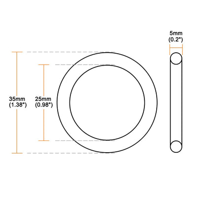 ya 13 9.15 baidi O-Rings Nitrile Rubber 25mm x 35mm x 5mm Seal Rings Sealing Gasket 10pcs