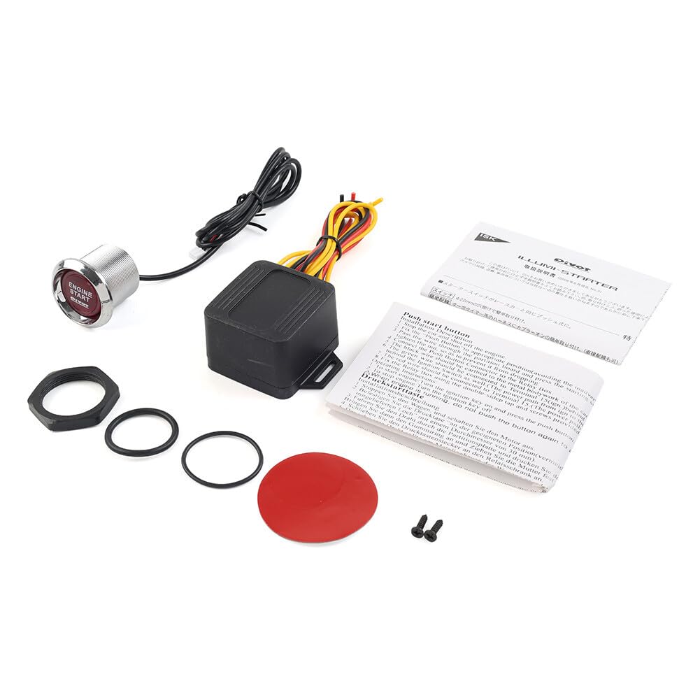 ya 6 8.24 baidi Universal Car Engine Start Push Button Switch Ignition Starter Kit Red 12V LED