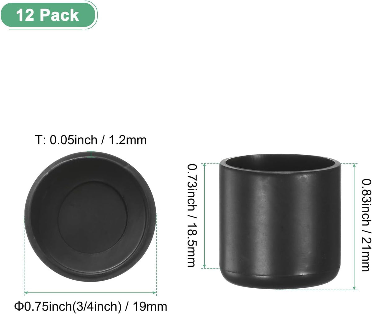 ya 26 10.21 baidi 12Pcs Chair Leg Caps, 3/4Inch(19mm) PVC Chair Leg Floor Protectors Round Black