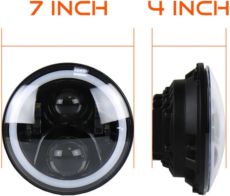 ya 7 8.24 baidi 2x7 Inch Round LED Headlight High/Low Beam Halo Corner Eye for Ford Courier for Mustang 