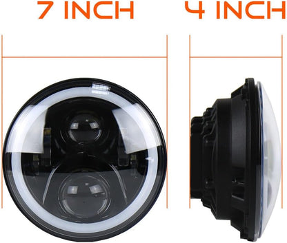 ya 7 8.24 baidi 2x7 Inch Round LED Headlight High/Low Beam Halo Corner Eye for Ford Courier for Mustang 