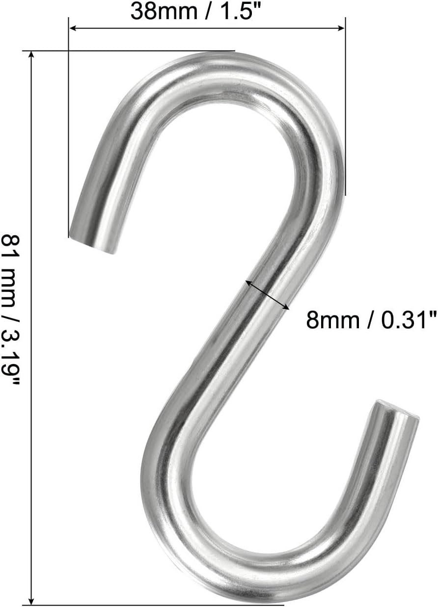 ya 26 10.21 baidi 2 Pack S Hooks 3.2 Inch for Hanging Hammock Stand Swing Silver Tone