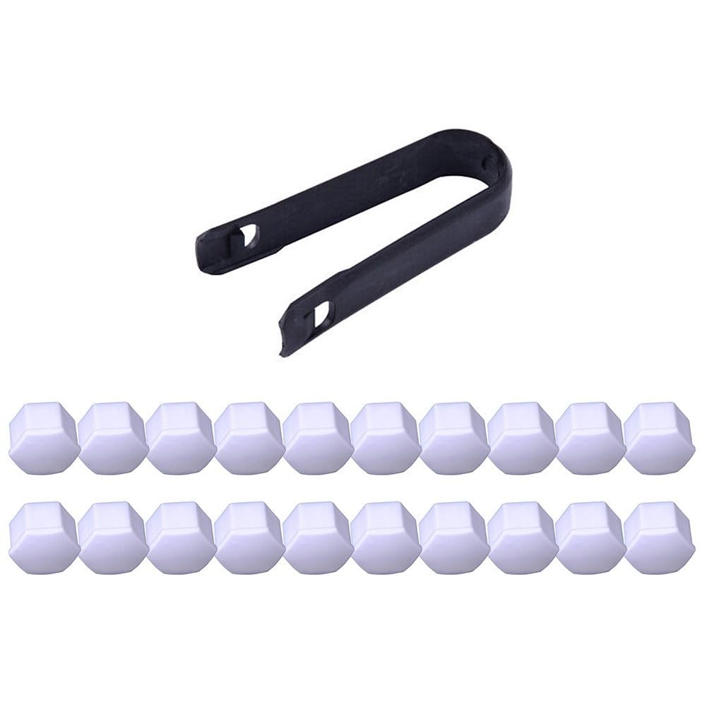 ya 13 9.15 baidi 20pcs Car 17mm White Wheel Lug Nut Bolt Cover Cap with Removal Tool Kit Set New