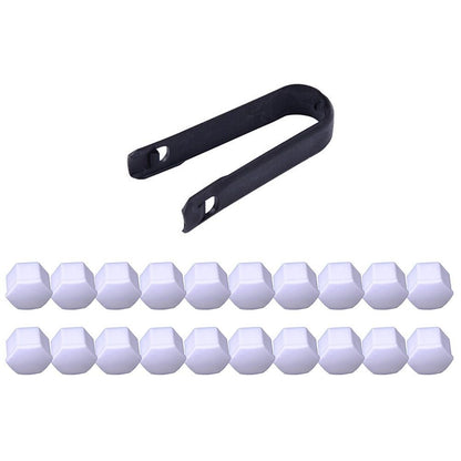ya 13 9.15 baidi 20pcs Car 17mm White Wheel Lug Nut Bolt Cover Cap with Removal Tool Kit Set New