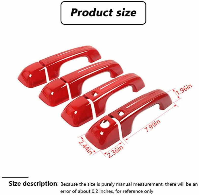 ya 5 8.10 for Dodge for Ram 1500 2018-2021 Hight Version Exterior Door Handle Cover Trims Red