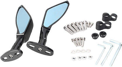 ya 2 8.15 Wing Rear View Side Mirrors Rearview for Motorcycle Black Universal Motorcycle