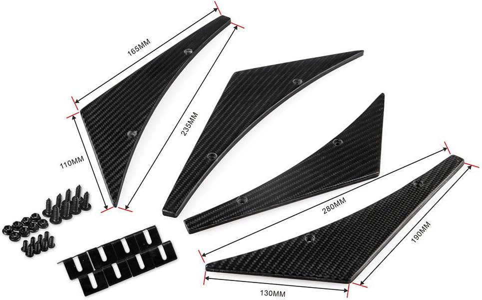 ya 2 8.15 Carbon Fiber Pattern Car Bumper Fin Canard Splitter Diffuser Valence Spoiler Lip