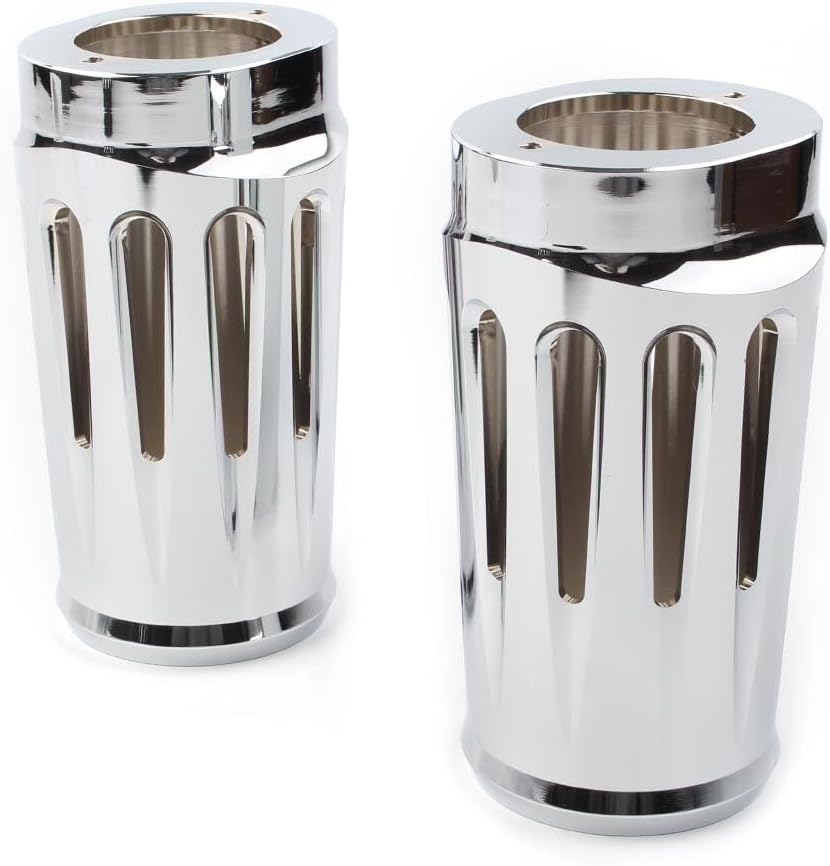 ya 28 10.13 zhengce Chrome Fork Boot Slider Cover Cow Bell Fit for Harley Touring Glide Trike86