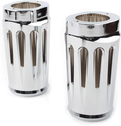 ya 28 10.13 zhengce Chrome Fork Boot Slider Cover Cow Bell Fit for Harley Touring Glide Trike86