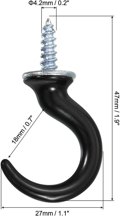 ya 26 10.21 baidi 4 Pcs 1.9 x 1.1 Ceiling Hook, Screw-in Ceiling Orchid Hook, Black
