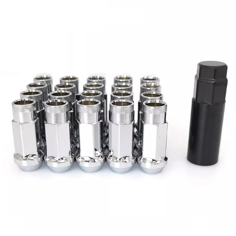 ya 10 9.16 baidi for Toyota M12x1.25 for Honda Extended Open End Steel Wheel Lug Nuts 20pcs Silver