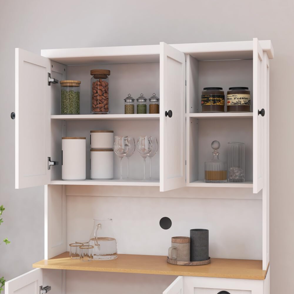 ya 28 10.13 baidi Freestanding Kitchen Pantry Hutch Cabinet 71 White w/Microwave Countertop
