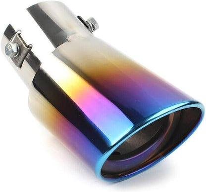 ya 6 8.14 Blue Stainless Steel Rear Pipe Tail Muffler Tip Round Accessories Bent