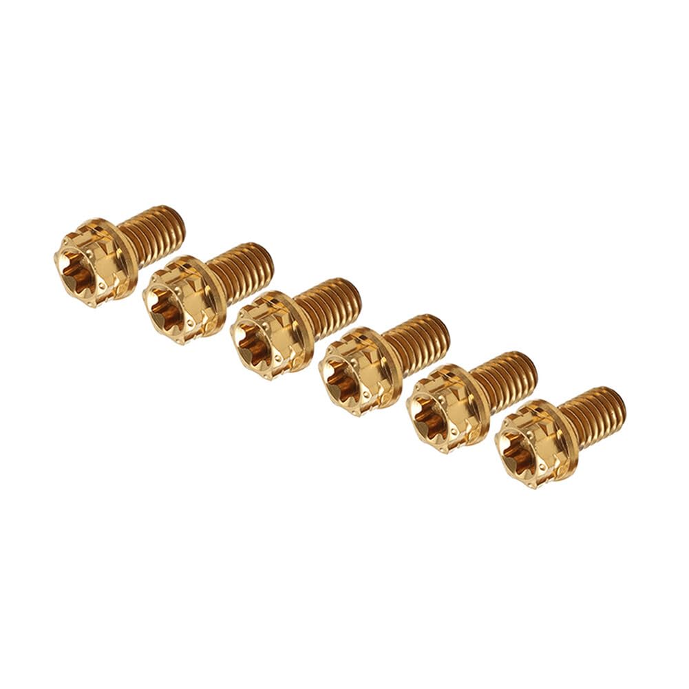 ya 9 10.24 6pcs Bolts Torx Head Flange Screw M8x15mm Gold for Motorcycle Bike