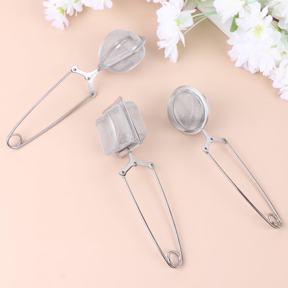 ya 14 9.20 baidi 3pcs Stainless Steel Square Net Heart Shape Net Ball Net Mesh Tea Filter Long-1