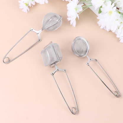 ya 14 9.20 baidi 3pcs Stainless Steel Square Net Heart Shape Net Ball Net Mesh Tea Filter Long-1