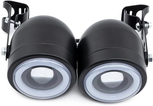 ya 4 8.14 Motorcycle Twins Double Headlights with Mount for Harley Street Fat Boy