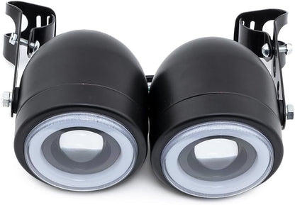 ya 4 8.14 Motorcycle Twins Headlight Double Headlamp with Bracket For Harley Cafe Racer