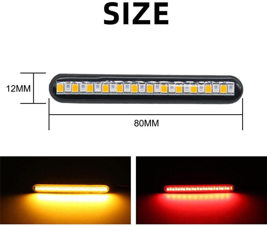 ya 23 10.7 baidi 2 x Dual Color Motorcycle Flowing Turn Signal Rear Brake License Plate Light Bar