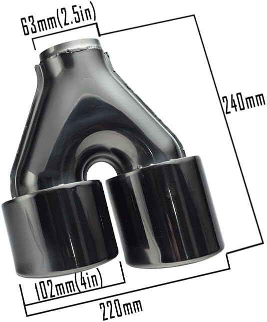 ya 6 8.14 2PCS Universal 2.5'' ID 4'' OD Tips End Dual Tip Double Wall Tips BLK