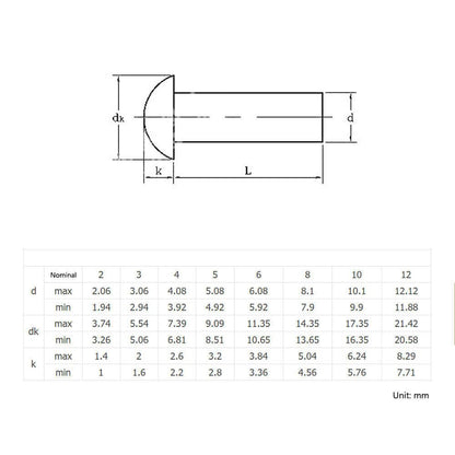 ya 15 10.19 baidi Aluminium Dome Rivets - Sizes 3-6mm, Heads M3-M6, Solid and Durable-2