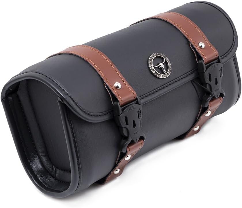 ya 11 9.14 baidiNew Motorcycle PU Leather Handlebar Front Fork Tool Bag Storage Pouch Basket