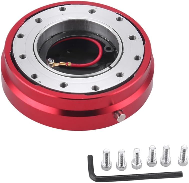 ya 12 10.8 baidi 6 Hole Steering Wheel Quick Release Hub Racing Adapter Snap Off Bolt Red