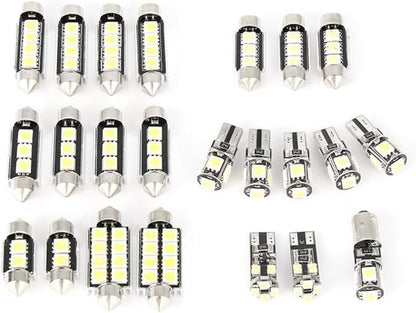 ya 4 8.8 23Pcs LED White Car Inside Light Dome Trunk License Plate Lamp Interior Bulb Kit