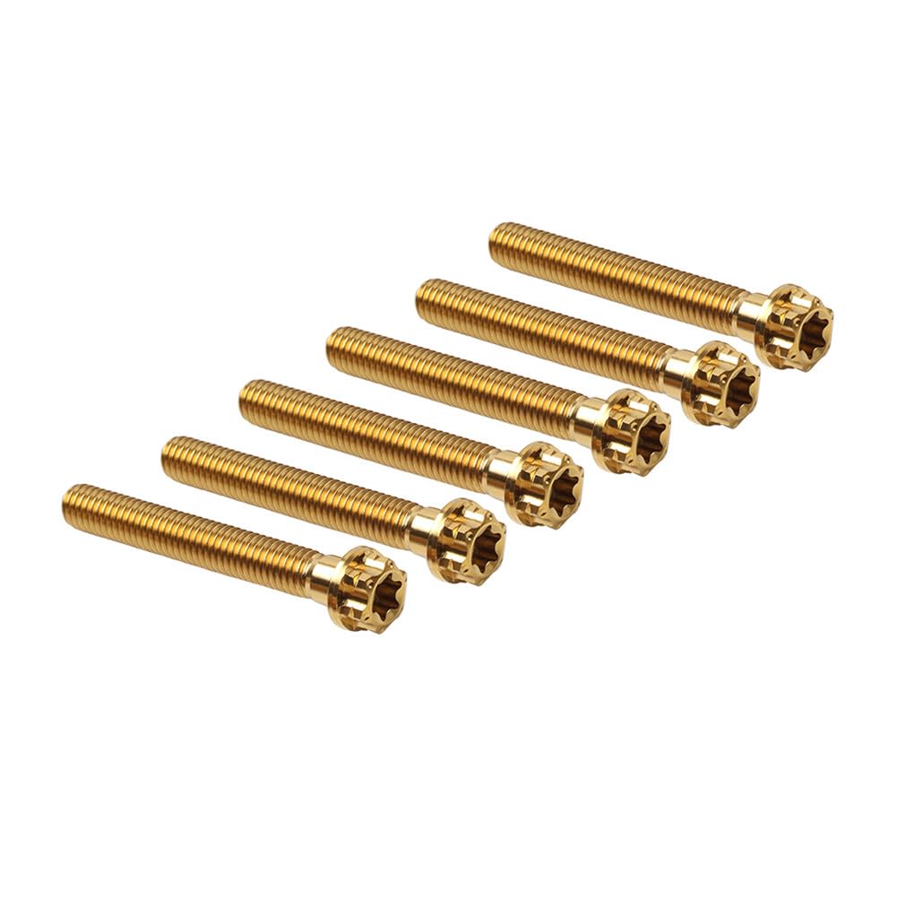 ya 9 10.24 6pcs Bolts Torx Head Flange Screws M10x50mm Gold for Motorcycle Bike