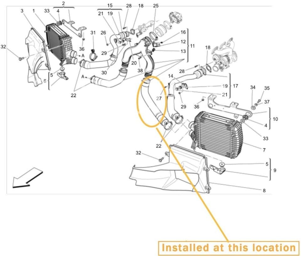 ya 10 9.16 baidi Suitable for for Maserati for Ghibli Quattroporte Intake Hose Long OE: 670001350-