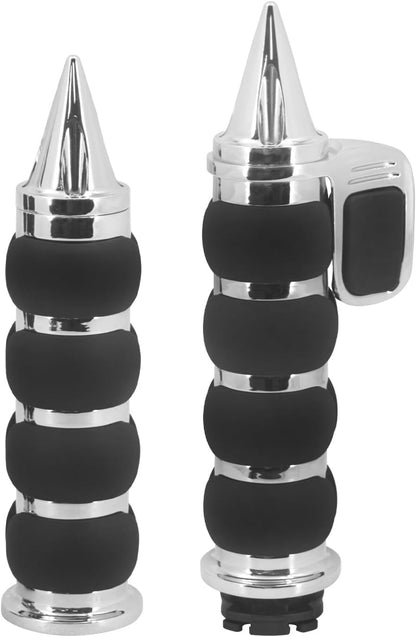 ya 11 9.14 baidiChrome 1 Non-Slip Rubber Spike Hand Grips Fits for Harley for Honda for Yamaha for Kawasaki