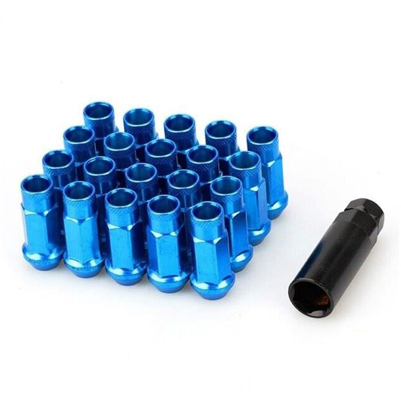 ya 10 9.16 baidi M12x1.5 Lug Nuts 48mm Steel 20 Pieces Open Wheel Nut Bolts with Socket Key Blue -